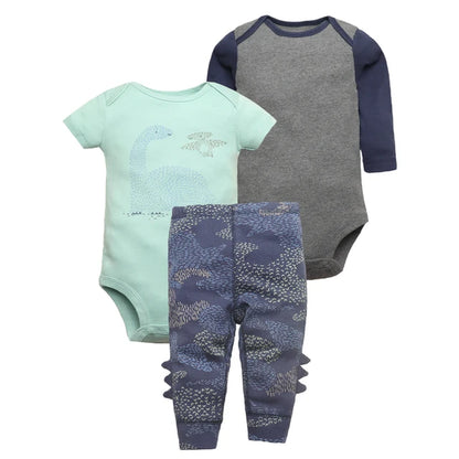 2023 Newborn Baby Clothes Set Soft Cotton Bodysuits+Pants 3Pcs/Lot Baby Boy Outfits Infant Cartoon Baby Clothing Set 6-24M