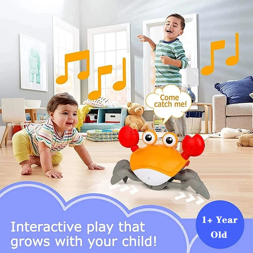 Crawling Crab Toy for Baby Tummy Time with Music, Cute Walking Crab Babies Sensory Toy