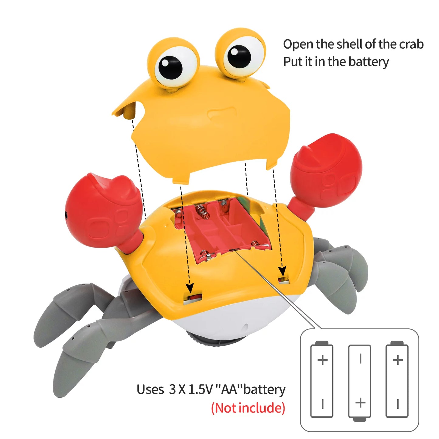 Crawling Crab Toy for Baby Tummy Time with Music, Cute Walking Crab Babies Sensory Toy