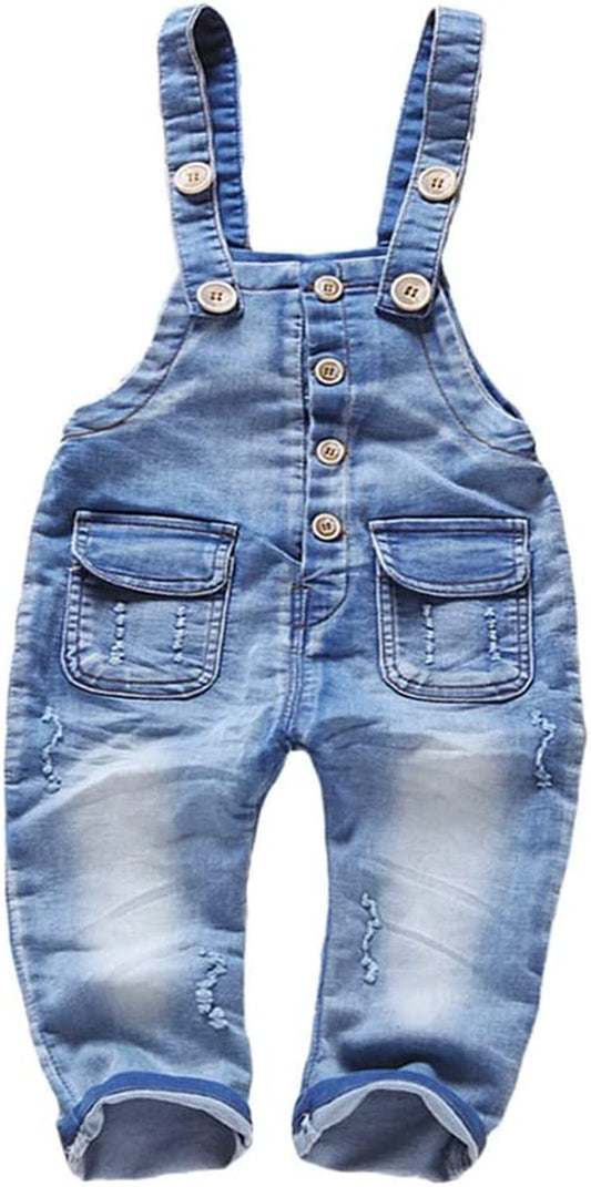 Baby & Little Boys/Girls Blue & Black Denim Overalls,Jean Workwear
